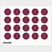 Elegante Marsala en witte kalligrafie bruiloft Ronde Sticker (Vel)