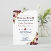 Elegante Marsala Floral Navy Blue repetitie diner Kaart (Staand voorkant)