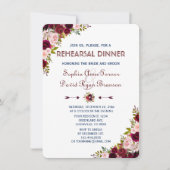 Elegante Marsala Floral Navy Blue repetitie diner Kaart (Voorkant)