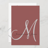 Elegante Marsala Grey bruiloft uitnodigingen Initi (Voorkant / Achterkant)
