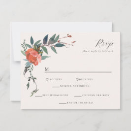Elegante Marsala Peach Botanical Garden RSVP Kaartje
