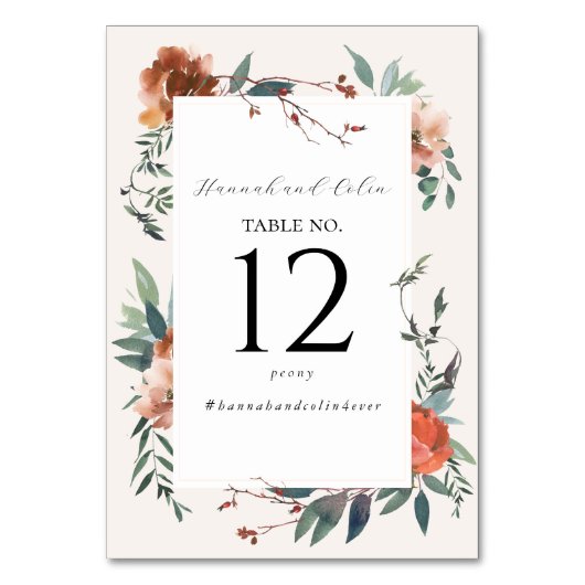 Elegante Marsala Perzik Botanische Tuin Kaart (Voorkant)