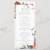 Elegante Marsala Perzik Botanische Tuin Menu (Voorkant)