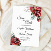 Elegante Marsala Red Rose Rustic Save The Date