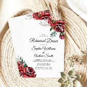 Elegante Marsala Red Rose Rustiek Trouwdiner Kaart