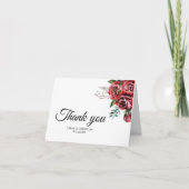 Elegante Marsala Red Rose rustieke bruiloft Bedankkaart (Voorkant)