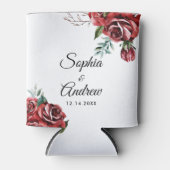 Elegante Marsala Red Rose rustieke bruiloft Blikjeskoeler (Voorkant)