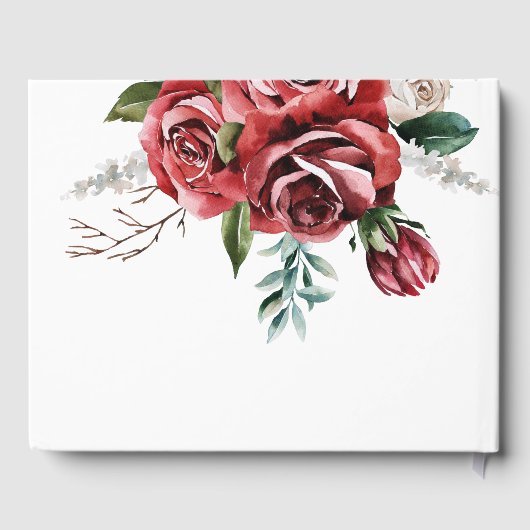 Elegante Marsala Red Rose rustieke bruiloft Gastenboek (Achterkant)