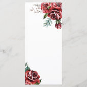 Elegante Marsala Red Rose rustieke bruiloft Menu (Achterkant)