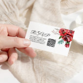 Elegante Marsala Red Rose Rustieke bruiloft QR RSV Informatiekaartje