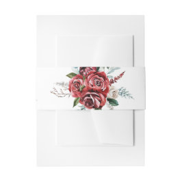 Elegante Marsala Red Rose rustieke bruiloft uitnod Uitnodigingen Wikkel