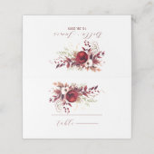 Elegante Marsala Rode Bloemen Bruiloft Plaats Kaar Plaatskaartje (Buitenkant ongevouwen)