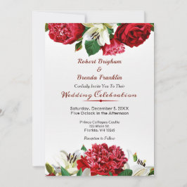 Elegante Marsala Rozen Bloemenbruiloft Uitnodiging