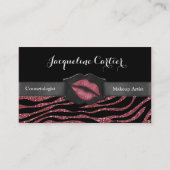 Elegante Marsala Zebra Glitter Kiss Cosmetologist Visitekaartje (Voorkant)