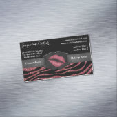 Elegante Marsala Zebra Glitter Kiss Cosmetologist Visitekaartje Magneet (Voorbeeld)