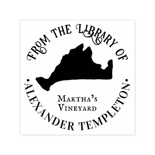 Elegante Martha's Vineyard kaart OL bibliotheek bo Zelfinktende Stempel (Design)