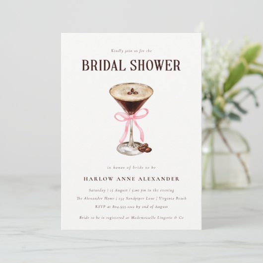 Elegante Martini cocktail bruids douche uitnodigin Kaart (Staand voorkant)