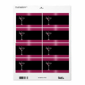 Elegante martini cocktail drink glas fuchsia zwart etiket (Full Sheet)