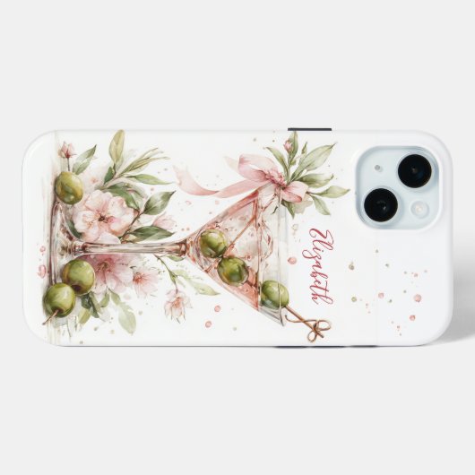 Elegante Martini Monogram Case-Mate iPhone Case (Achterkant (horizontaal))
