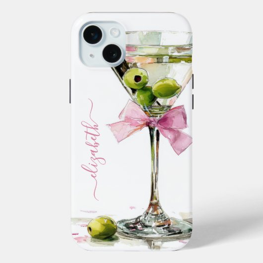 Elegante Martini Monogram Case-Mate iPhone Case (Achterkant)
