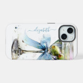 Elegante Martini Monogram iPhone 15 Case (Achterkant horizontaal)
