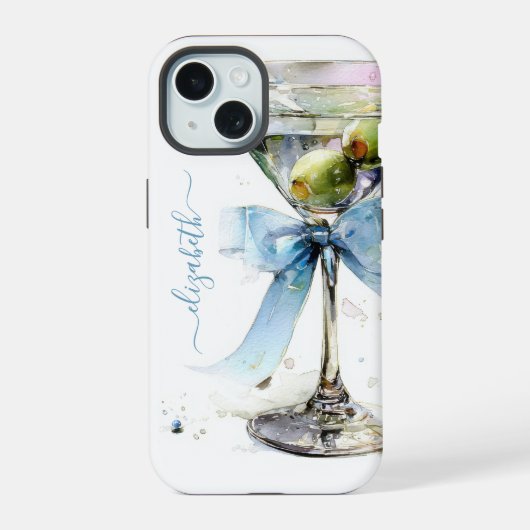Elegante Martini Monogram iPhone 15 Case (Achterkant)