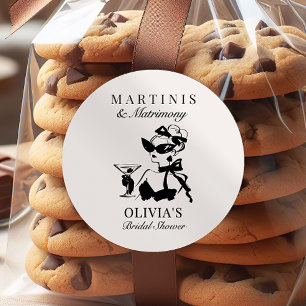 Elegante Martinis & Huwelijk Bruidsfeest Favoriet Ronde Sticker