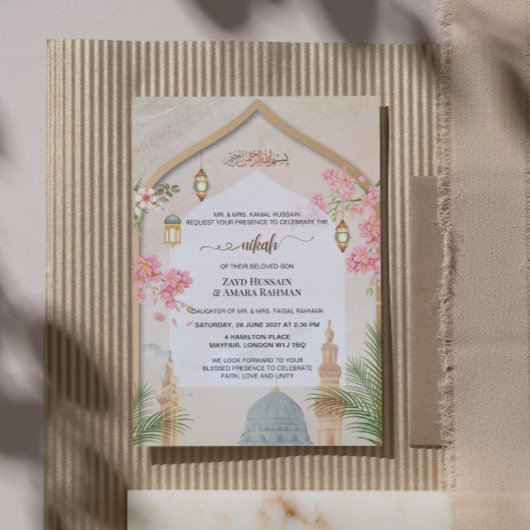 Elegante Masjid An-Nabawi Nikah bruiloft uitnodigi Kaart