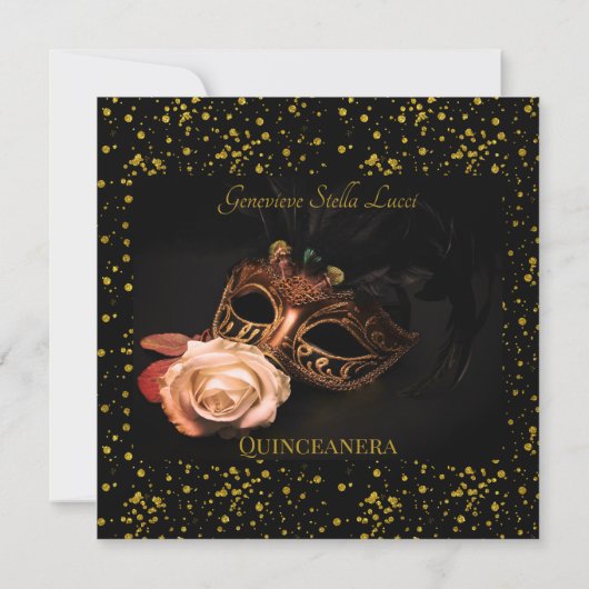 Elegante maskerade en witte roos (Achterkant)