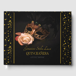Elegante maskerade en witte roos gastenboek