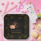 Elegante maskerade en witte roos papieren bordje (Feest)