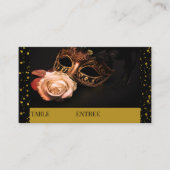 Elegante maskerade en witte roos plaatskaartje (Voorkant)
