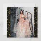 Elegante maskerade en witte roos save the date (Achterkant)