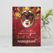 Elegante Maskerade Uitnodiging (Staand voorkant)