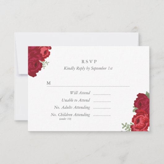 Elegante Mason Jar RSVP-kaart - Rood RSVP Kaartje (Voorkant)