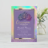 Elegante Masque Diamonds Regenboog Holografisch Kaart (Staand voorkant)