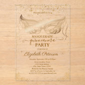 Elegante Masque Sterren Confetti Quinceañera Acryl Uitnodigingen (Voorkant)