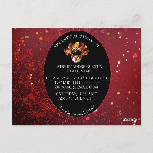 Elegante Masquerade Ansichtkaart Briefkaart (Achterkant)