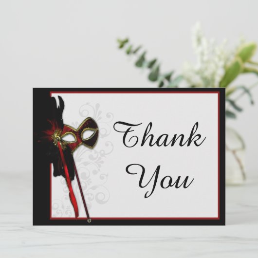 Elegante Masquerade Dank u Kaart (Staand voorkant)
