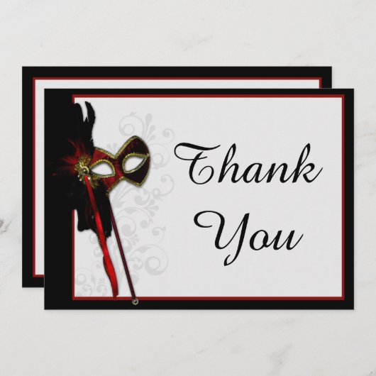 Elegante Masquerade Dank u Kaart (Voorkant / Achterkant)