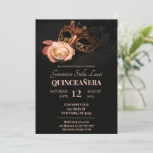 Elegante Masquerade en Roos Party Invitation