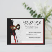 Elegante Masquerade Huwelijks RSVP kaart (Staand voorkant)