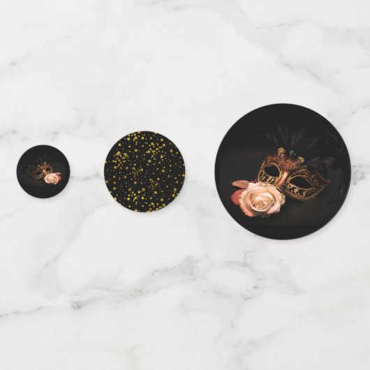 Elegante Masquerade met Witte Roos Confetti (Voorkanten)