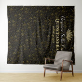 Elegante Masquerade met witte Rose Achtergrond Wandkleed (In Situ (horizontaal))