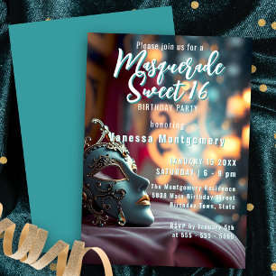 Elegante Masquerade Sweet 16 Celebration Kaart
