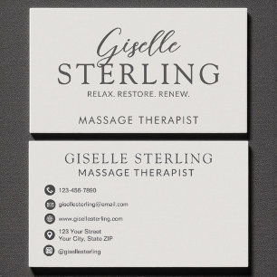 Elegante Massage Therapeut Luxe Modern Script Visitekaartje