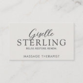 Elegante Massage Therapeut Luxe Modern Script Visitekaartje (Voorkant)