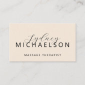 Elegante Massage Therapeut QR Code Neutraal Beige Visitekaartje (Voorkant)