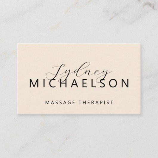 Elegante Massage Therapeut QR Code Neutraal Beige Visitekaartje (Voorkant)