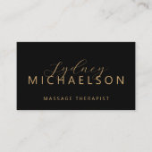 Elegante Massage Therapeut QR Code Zwart Goud Visitekaartje (Voorkant)